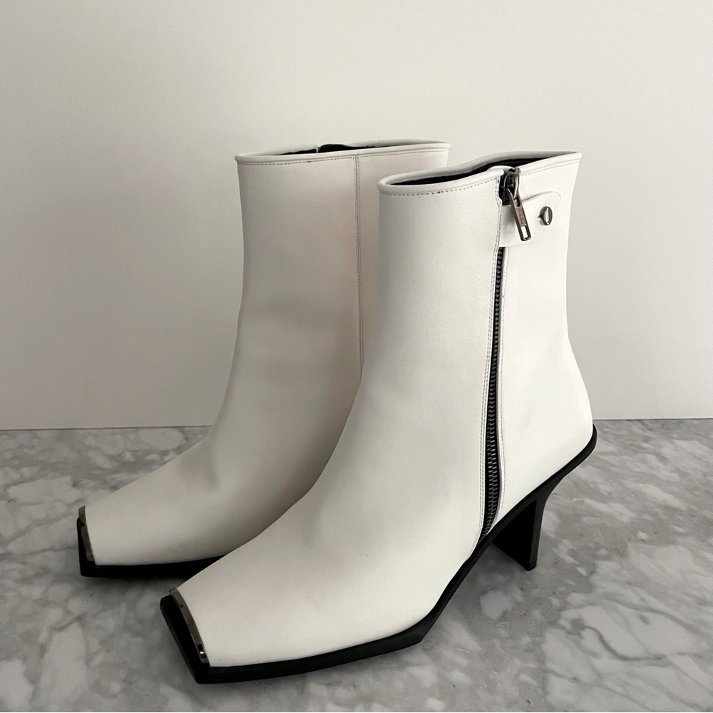 Stella McCartney Vegan Leather White Boots / Booties / Heels - Side Zip